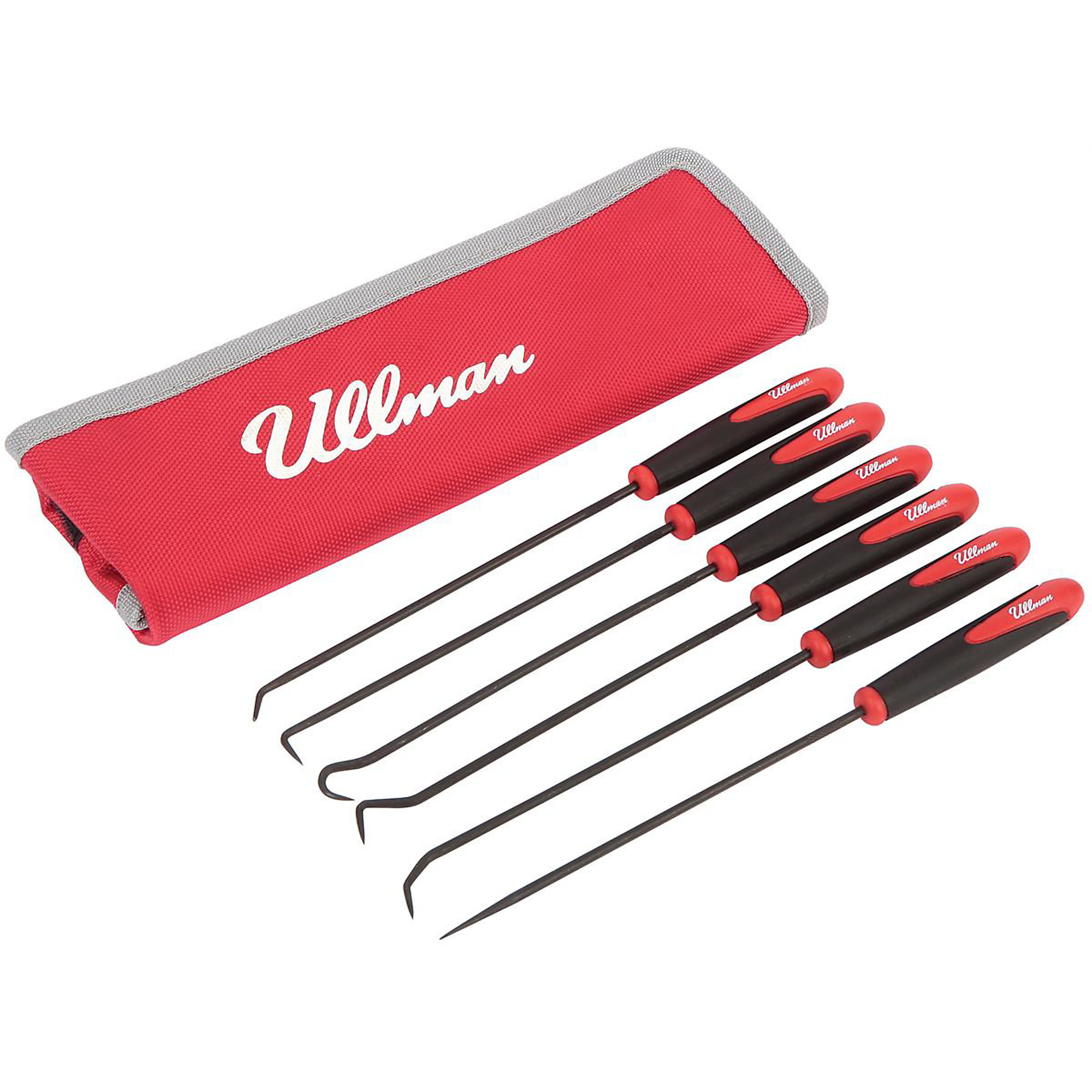 Ullman Devices 6-Piece Hook Pick Set — 9 3/4in. Long, Carbon Steel, Dual Injection Grip, Model# ULLCHP6-LP